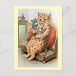 Veilig in de armen van de moeder - Louis Wain Brie Briefkaart