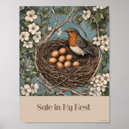 Veilig in mijn Nest Bird Nursery Poster