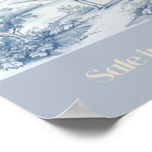 Veilig in mijn Nest Blue Giraffe Nursery Poster (Hoek)