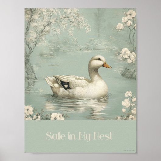 Veilig in mijn Nest Green Duck Nursery Poster (Voorkant)