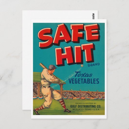 Veilig  label met krat - honkbal briefkaart (Voorkant / Achterkant)