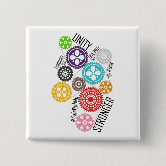 Veilig met me Cogs Square Button (Voorkant)