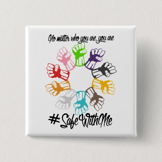 Veilig met mij Fists Square Button (Voorkant)