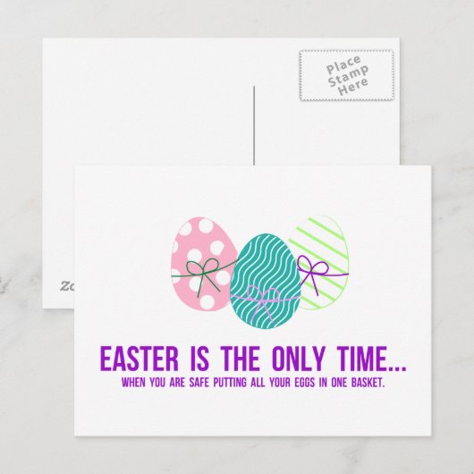 Veilig om eieren in één mand te leggen briefkaart (Voorkant / Achterkant)