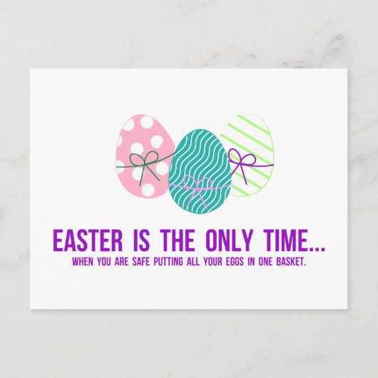 Veilig om eieren in één mand te leggen briefkaart (Voorkant)