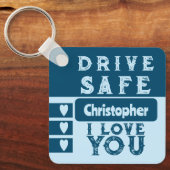 Veilig rijden Ik hou van je naamblauwe foto toevoe Sleutelhanger (Voorkant)