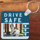 Veilig rijden Ik hou van je naamblauwe foto toevoe Sleutelhanger (Achterkant)