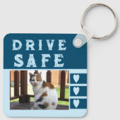 Veilig rijden Ik hou van je naamblauwe foto toevoe Sleutelhanger (Achterkant)