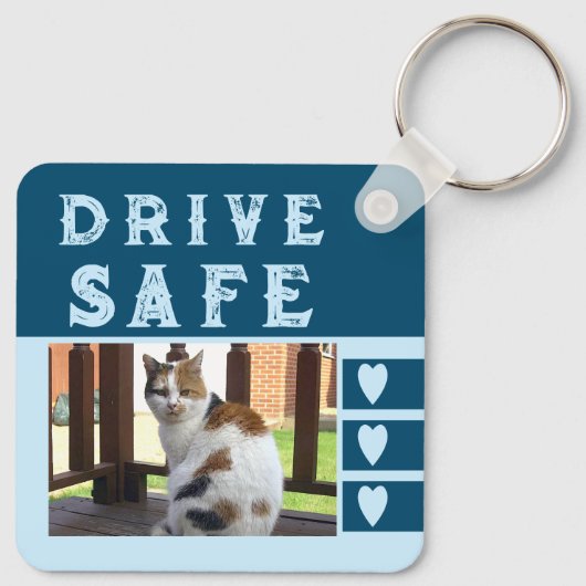 Veilig rijden Ik hou van je naamblauwe foto toevoe Sleutelhanger (Achterkant)