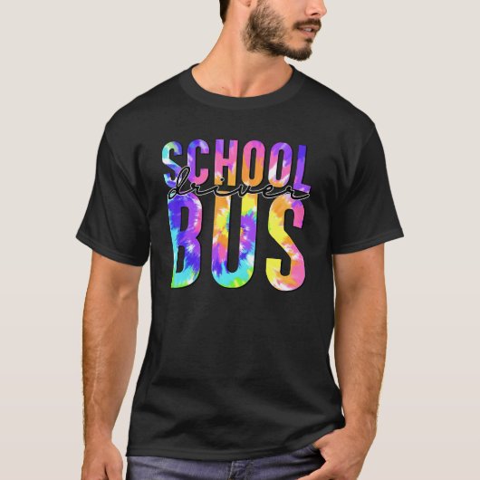 Veilig rijden terug naar school Tie Dye School Bus T-shirt (Voorkant)