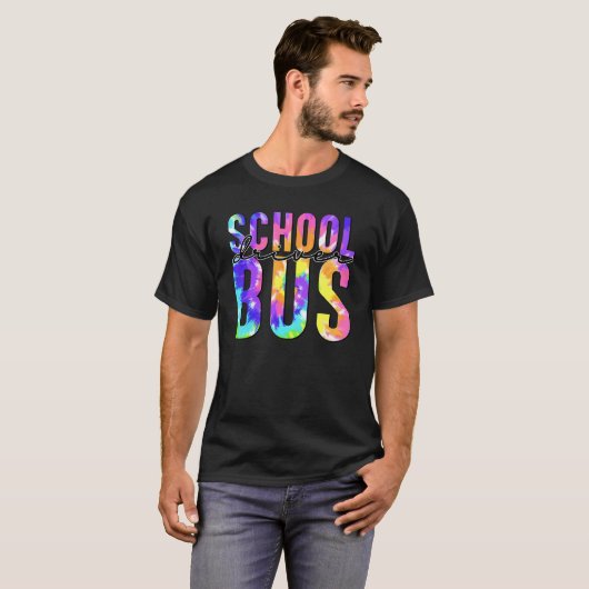 Veilig rijden terug naar school Tie Dye School Bus T-shirt (Voorkant volledig)