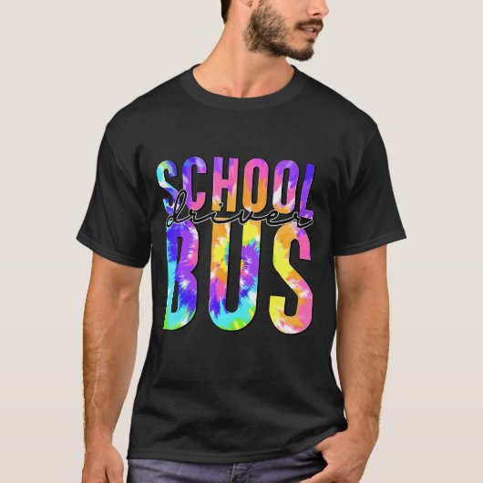 Veilig rijden terug naar school Tie Dye School Bus T-shirt (Voorkant)