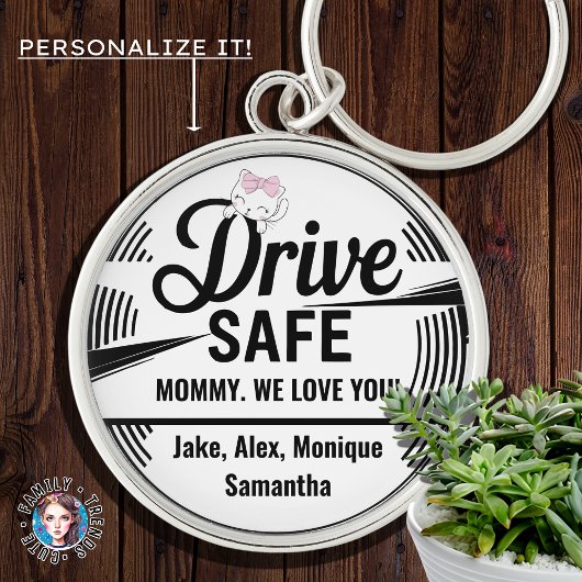 Veilig rijden We houden van je, gepersonaliseerd c Sleutelhanger