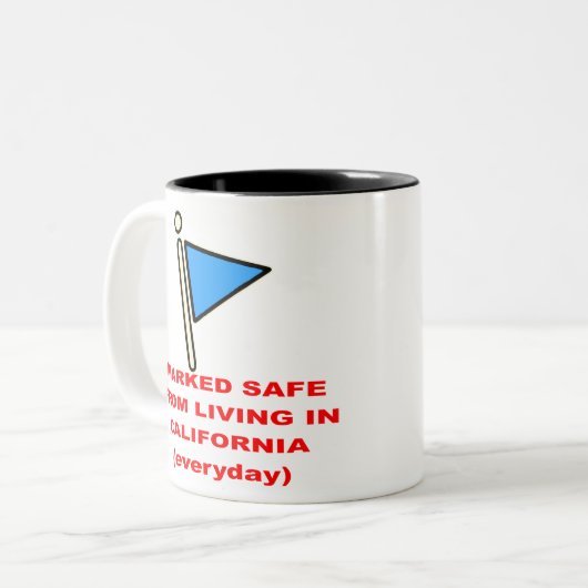 Veilig van leven in Californië # Tweekleurige Koffiemok (Voorkant links)