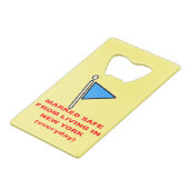 Veilig van leven in New York # Creditkaart Flessenopener (Voorkant Gekanteld)