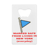 Veilig van leven in New York # Creditkaart Flessenopener (Achterkant)