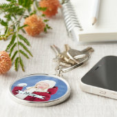 Veilige aangepaste foto's en slogan sleutelhanger (Zijkant)