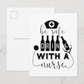 Veilige Drink met een verpleegster Briefkaart (Voorkant / Achterkant)