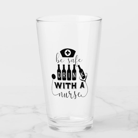 Veilige Drink met een verpleegster Glas (Voorkant)