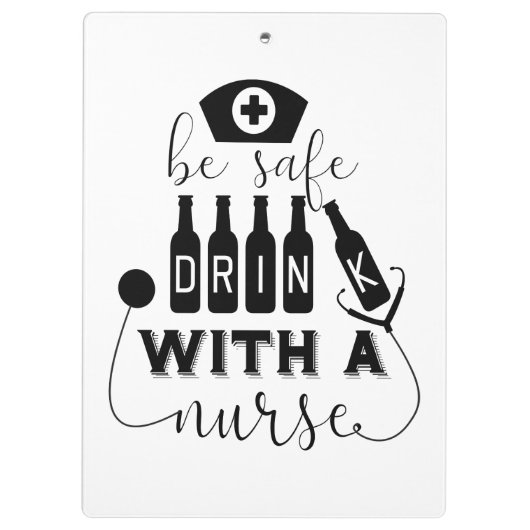 Veilige Drink met een verpleegster Klembord (Achterkant)