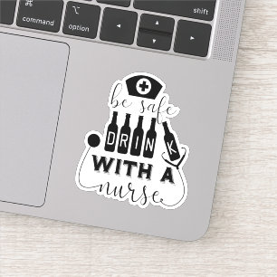 Veilige Drink met een verpleegster Sticker