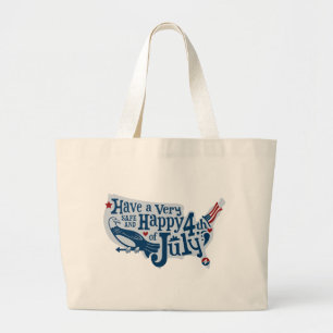 Veilige en gelukkige 4 juli grote tote bag