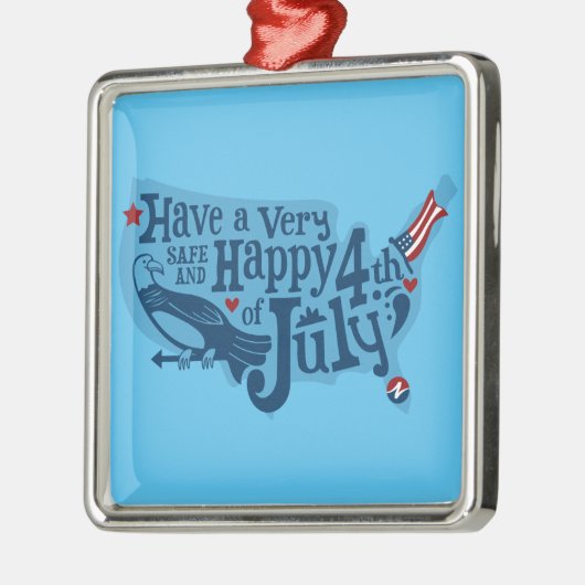 Veilige en gelukkige 4 juli metalen ornament (Links)