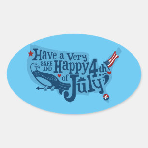 Veilige en gelukkige 4 juli ovale sticker
