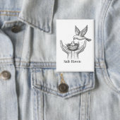 Veilige Haven - Vogel in Mensenhanden Natuur Kunst Button (Insitu)