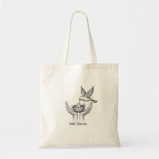 Veilige Haven - Vogel in Mensenhanden Natuurkunst Tote Bag