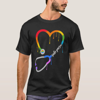 Veilige Persoon Hart Stethoscoop Verpleegster Cna T-shirt
