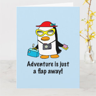 Veilige Reizen Grappige Toeristische Pinguïn Avont Kaart