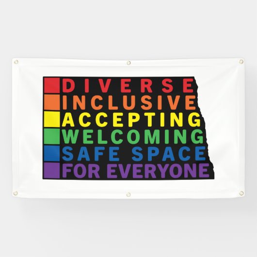 Veilige ruimte in North Dakota (zwart) LGBTQ Spandoek (Horizontaal)