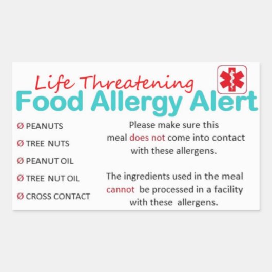Veilige Stickers- Pinda en Boomnoot Allergie Rechthoekige Sticker (Voorkant)