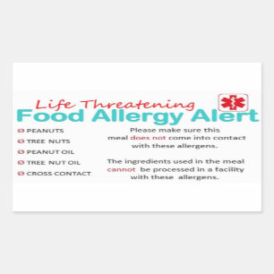 Veilige Stickers- Pinda en Boomnoot Allergie Rechthoekige Sticker