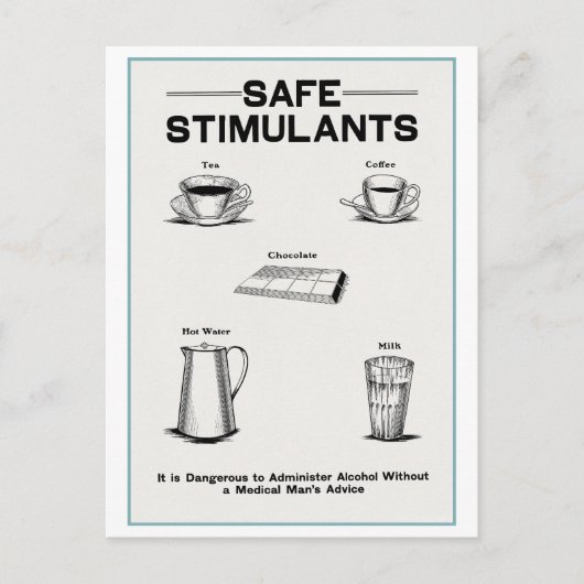 "Veilige stimulerende middelen"  Temperance Poster Briefkaart (Voorkant)
