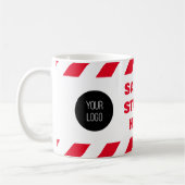 Veiligheid begint hier Red White Fire Tape Logo Koffiemok (Links)