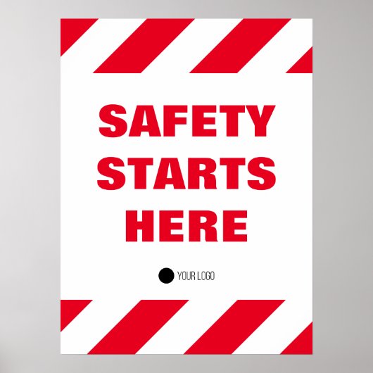 Veiligheid Begint Hier Rode Witte Werkplek Quote Poster (Voorkant)