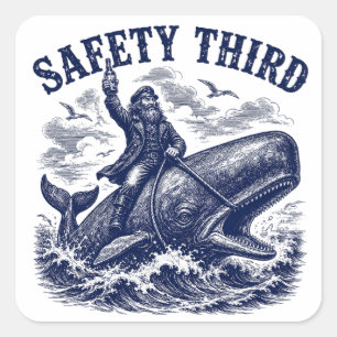 Veiligheid Derde Grappige Sarcastische Zee Walvis Vierkante Sticker