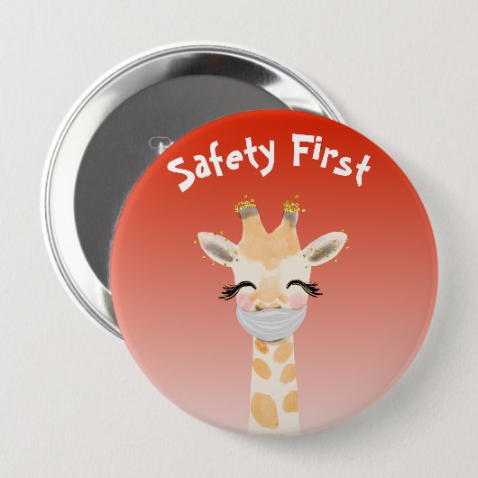 Veiligheid Eerst Giraffe Dier Schattig Ronde Button 4,0 Cm (Voorkant /achterkant)