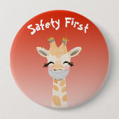 Veiligheid Eerst Giraffe Dier Schattig Ronde Button 4,0 Cm (Voorkant)