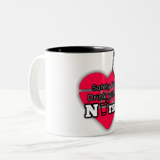 Veiligheid eerst tweekleurige koffiemok (Voorkant links)