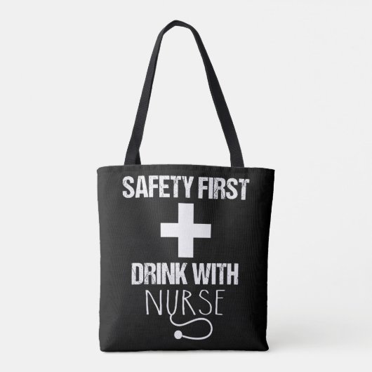 Veiligheid eerste Drink met verpleegkunde Tote Bag (Achterkant)