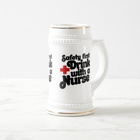 Veiligheid eerste Drink met VERPLEEGKUNDIGE Bierpul (Voorkant rechts)