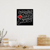 Veiligheid eerste Drink met VERPLEEGKUNDIGE Poster (Keuken)