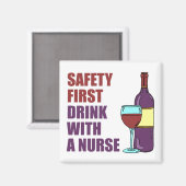 Veiligheid eerste Drink met verpleegkundige wijn C Magneet (Voorkant / Achterkant)