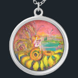 VEILIGHEID VAN DE ZONLOWERS ZILVER VERGULDEN KETTING<br><div class="desc">Whimsical,  kleurrijk acrylschilderij op canvas met gouden en zilveren folie (c) door Bulgan Lumini.</div>