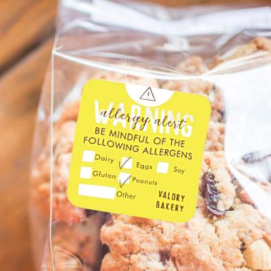 Veiligheid van voedselallergie vierkante sticker