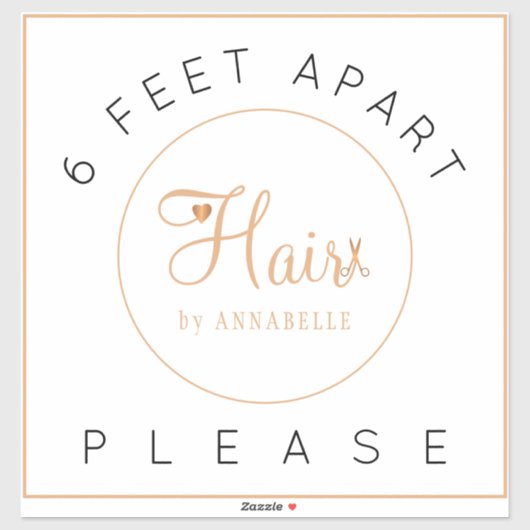 Veiligheids afstandsbord kapsalonnaam elegante vlo sticker (Vel)