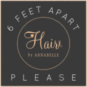 Veiligheids afstandsbord kapsalonnaam elegante vlo sticker (Voorkant)